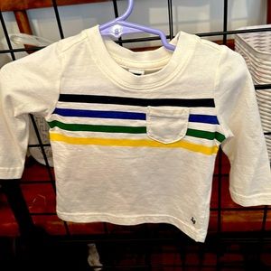 White with stripes 3 to 6 month long sleeve shirt
